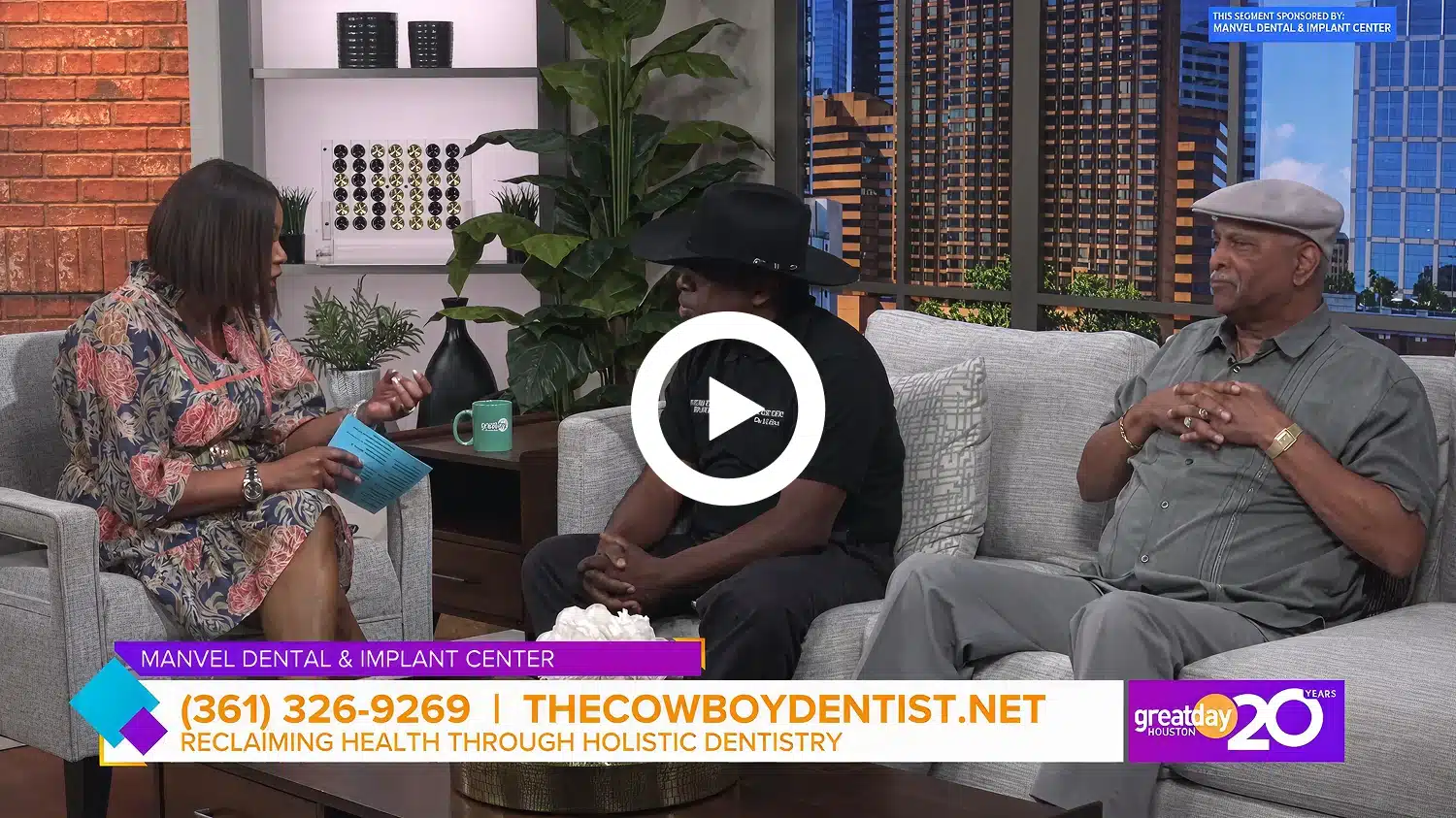 Stephen Caldwell sharing his dental implant transformation on Great Day Houston.